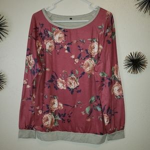 ADD MM* Super soft flower LONG SLEEVE CREWNECK shirt